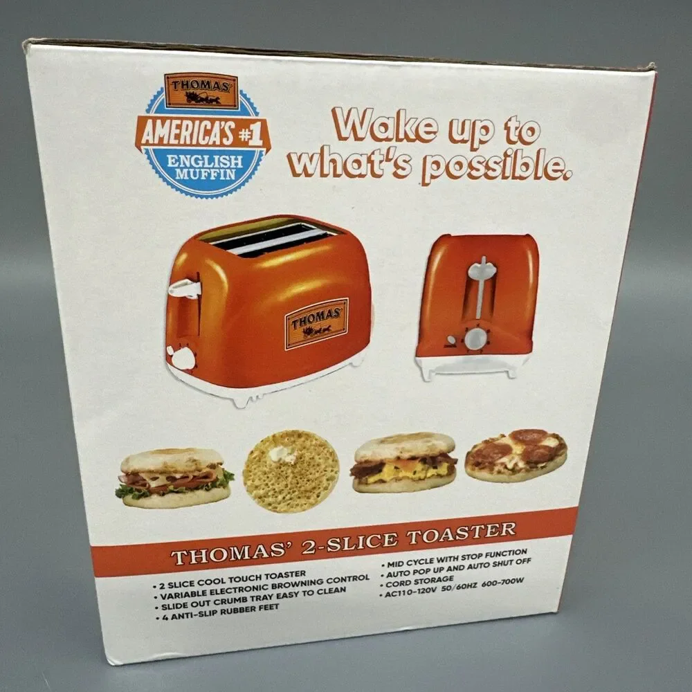 Thomas English Muffins Classic 2-slice Toaster NOS Orange Rare Promotional